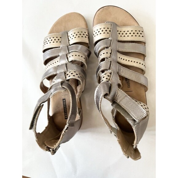 Clarks Kele Lotus Sandals Metallic Gladiator Cage Strappy Women's 7 Perforated - Picture 5 of 6